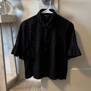 Madewell Black Eyelet Button Down Shirt
